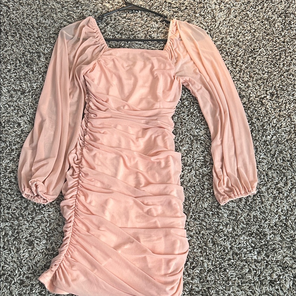 Elegant Pink Ruched Dress